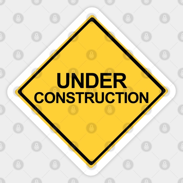 Under Construction Yellow Warning Sign Sticker by DiegoCarvalho